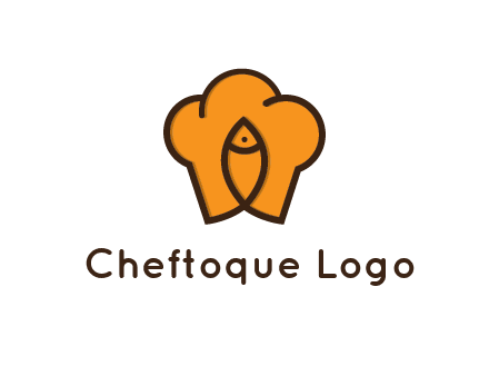 chef hat with line art fish