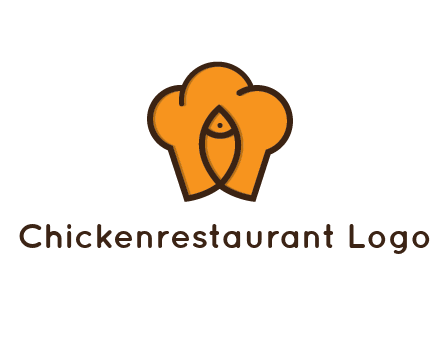 chef hat with line art fish