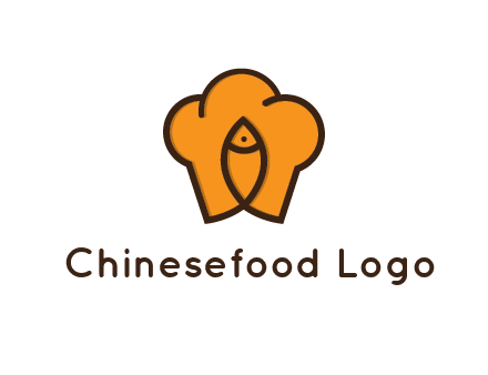 chef hat with line art fish
