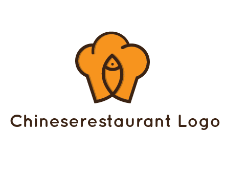 chef hat with line art fish