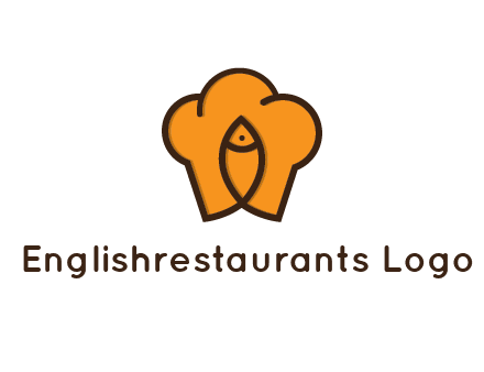 chef hat with line art fish