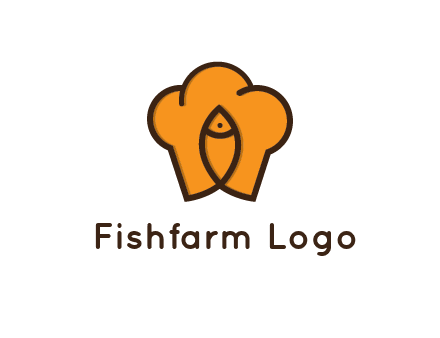 chef hat with line art fish