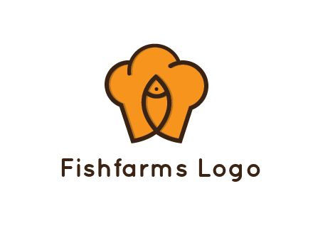 chef hat with line art fish