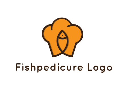 chef hat with line art fish