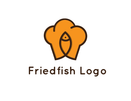chef hat with line art fish