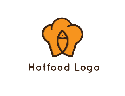 chef hat with line art fish