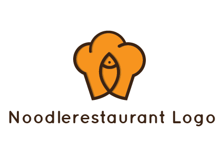chef hat with line art fish