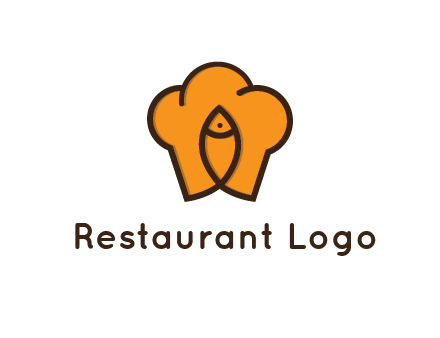 chef hat with line art fish