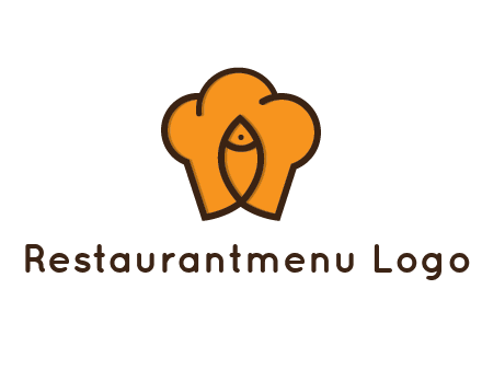 chef hat with line art fish