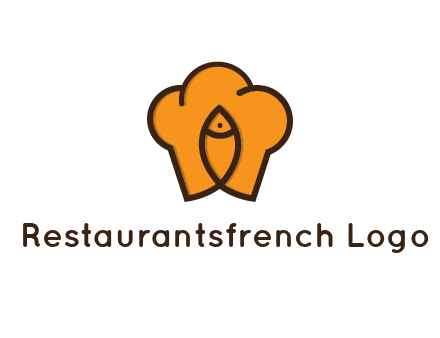 chef hat with line art fish