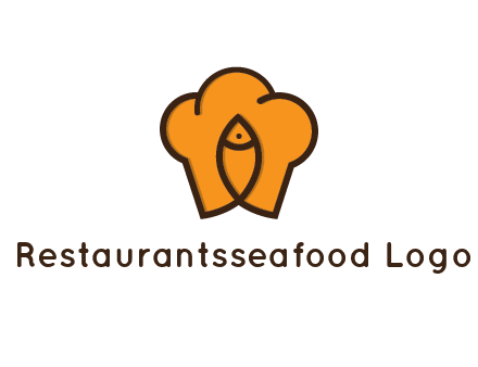 chef hat with line art fish
