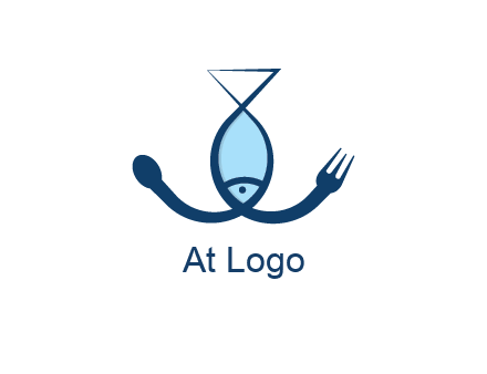 line art fish forming spoon and fork
