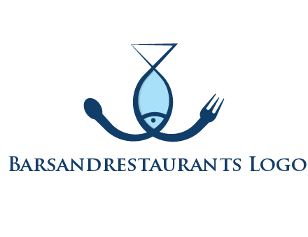 line art fish forming spoon and fork