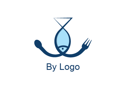 line art fish forming spoon and fork