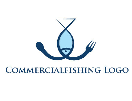 line art fish forming spoon and fork