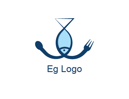 line art fish forming spoon and fork