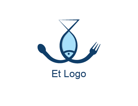line art fish forming spoon and fork