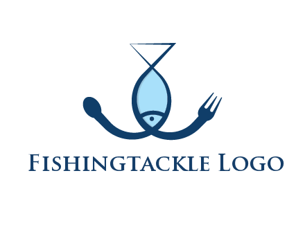 line art fish forming spoon and fork