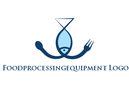 line art fish forming spoon and fork