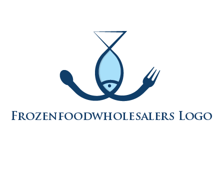line art fish forming spoon and fork