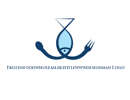 line art fish forming spoon and fork