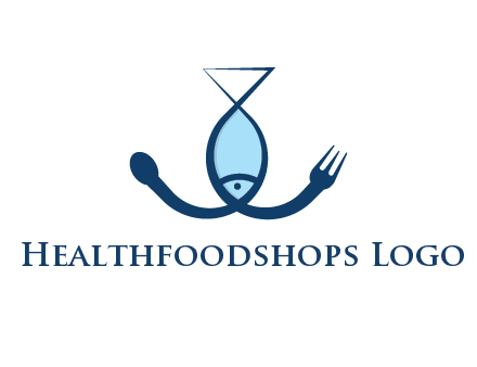 line art fish forming spoon and fork