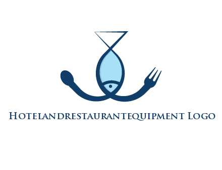 line art fish forming spoon and fork