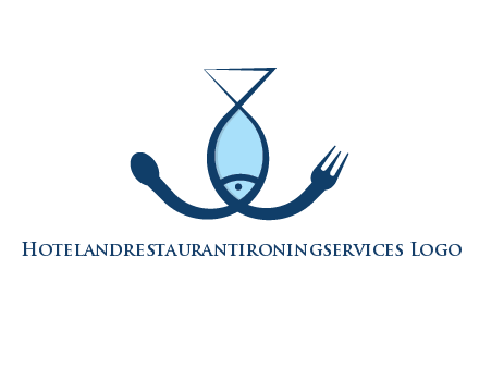 line art fish forming spoon and fork