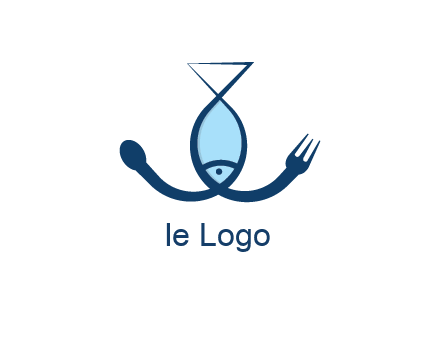 line art fish forming spoon and fork