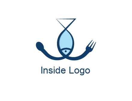 line art fish forming spoon and fork