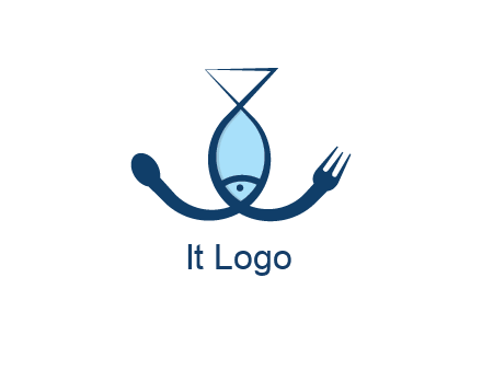 line art fish forming spoon and fork