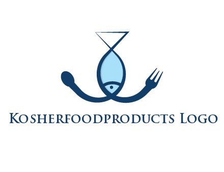 line art fish forming spoon and fork