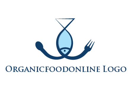 line art fish forming spoon and fork