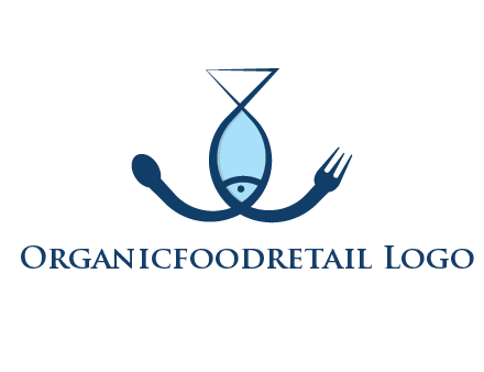 line art fish forming spoon and fork
