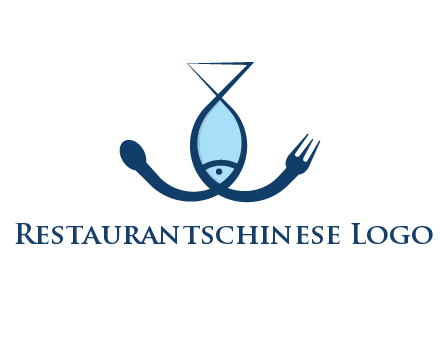 line art fish forming spoon and fork