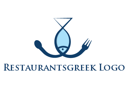 line art fish forming spoon and fork