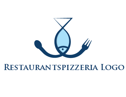 line art fish forming spoon and fork