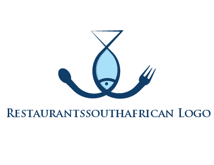 line art fish forming spoon and fork
