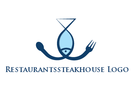 line art fish forming spoon and fork
