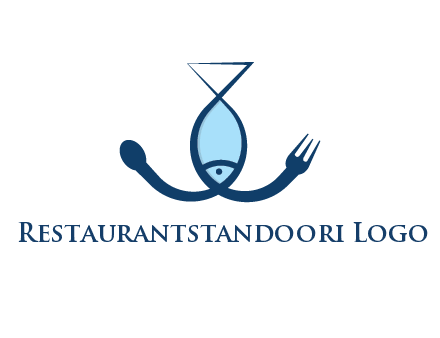 line art fish forming spoon and fork