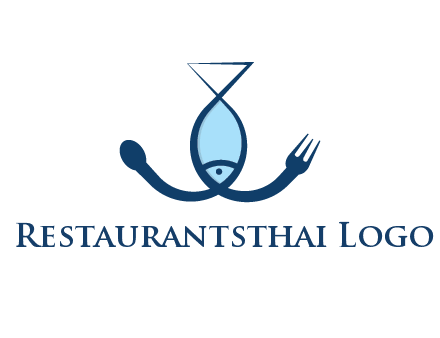 line art fish forming spoon and fork