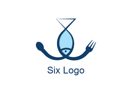 line art fish forming spoon and fork