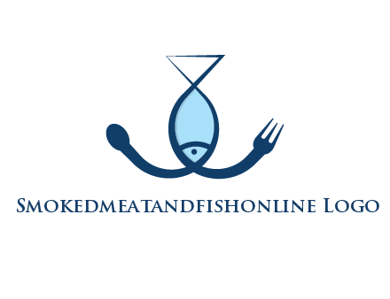 line art fish forming spoon and fork