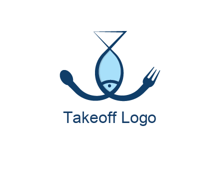 line art fish forming spoon and fork