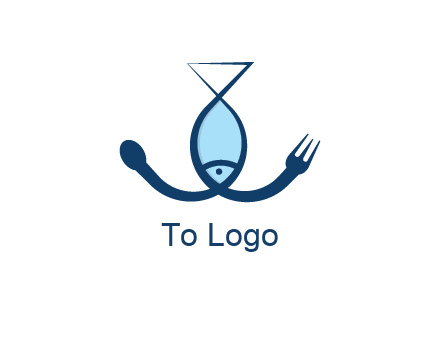 line art fish forming spoon and fork