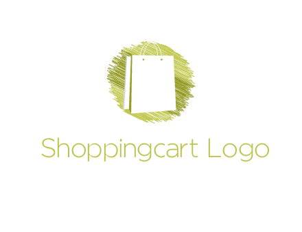 shopping bag in sketched circle