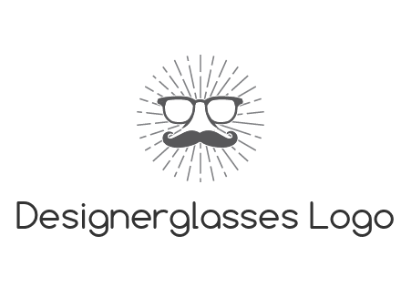 glass and moustache with nose in circle
