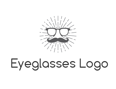 glass and moustache with nose in circle
