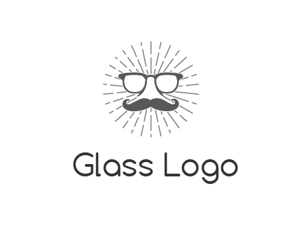 glass and moustache with nose in circle