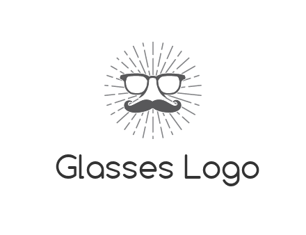 glass and moustache with nose in circle